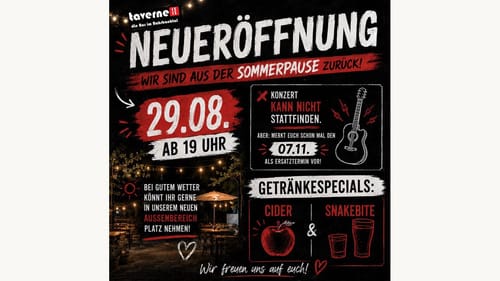 Wiedereröffnung nach Sommerpause